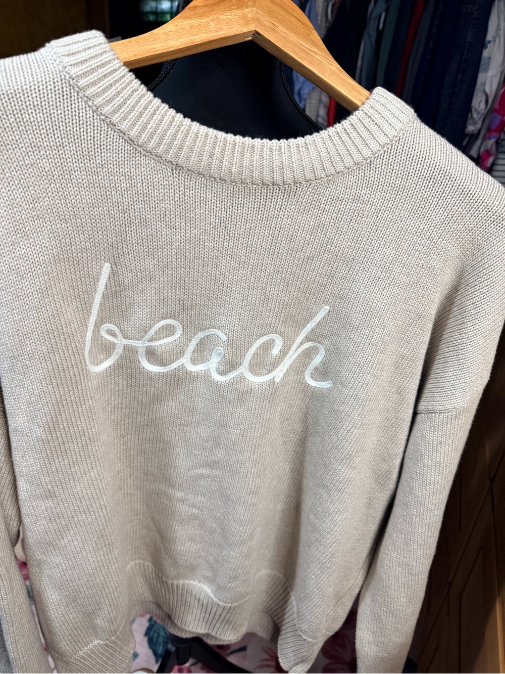 A supply Beach Embroidered Crewneck Sweater preppy cottagecore fall festive cozy